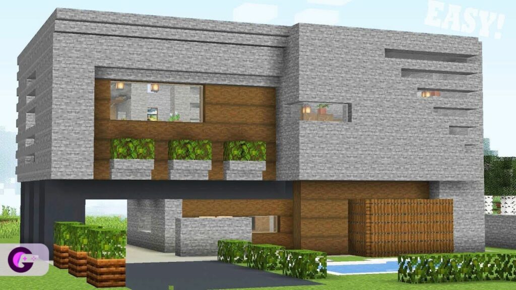 White stone modern house Minecraft