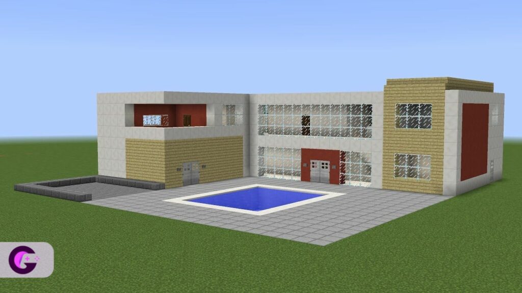 House with a pool in Minecraft