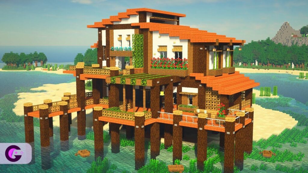 Minecraft Wooden house on the beach 