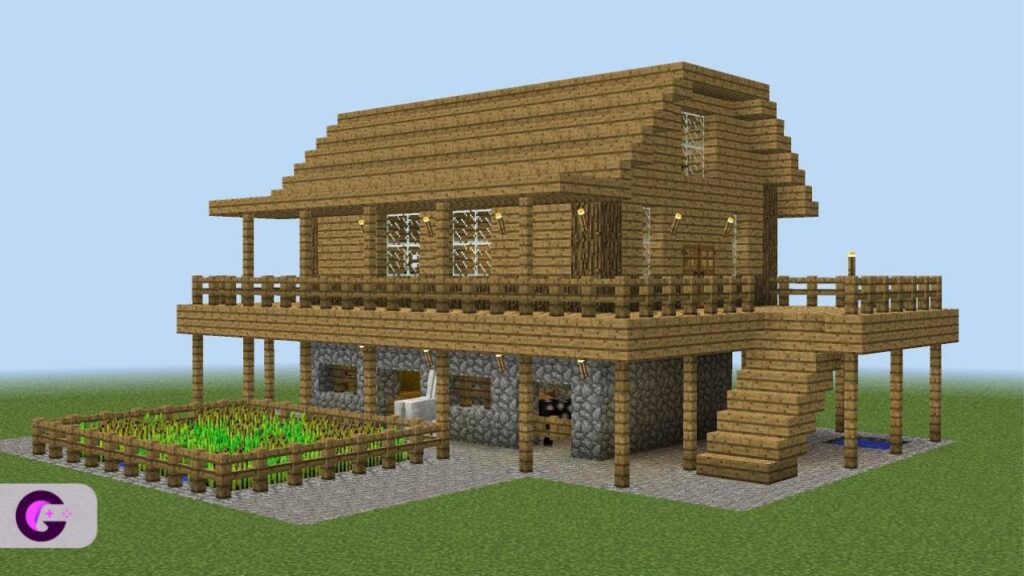 Wooden house with the farm Minecraft
